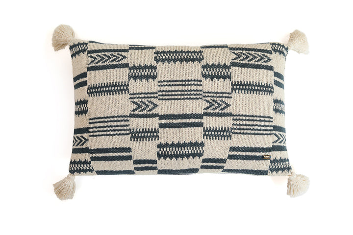 Tribal Cotton Knitted Decorative Champion Blue & Natural Color 16 x 24 Inches Pillow Covers