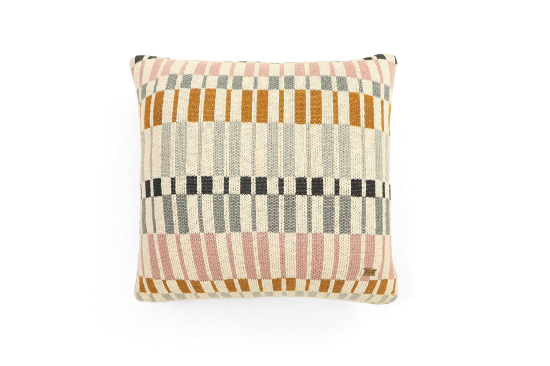 Awning Stripe Multi Color Cotton Knitted Decorative 16 X 16 Inches Cushion Cover