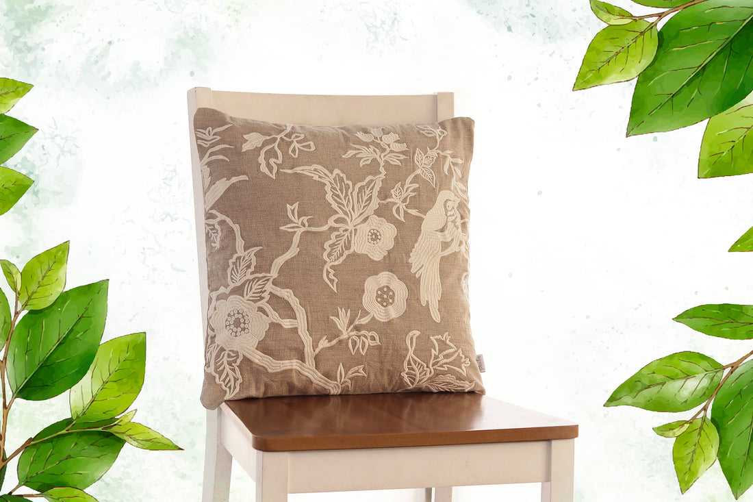 Florista Embroidery Cushion cover (Stone) (45x45 CM)