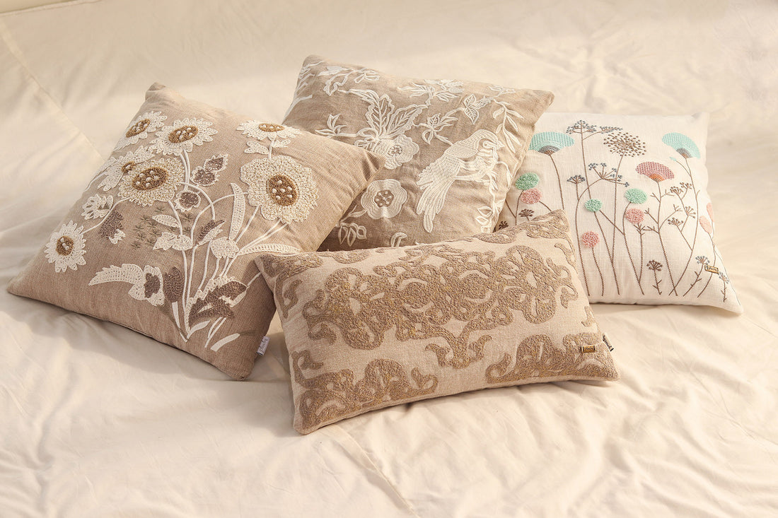 Florista Embroidery Cushion cover (Stone) (45x45 CM)