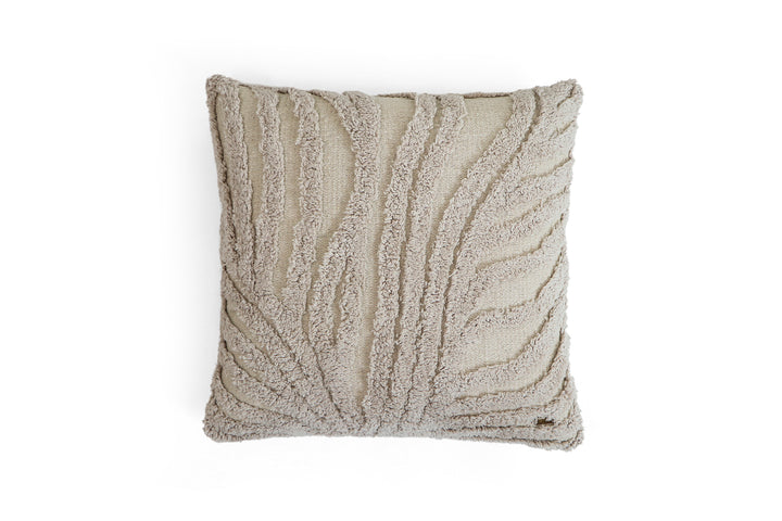 Sea Grass Cotton Knitted Decorative Tufted Cushion Cover (Pale Whisper & Natural)