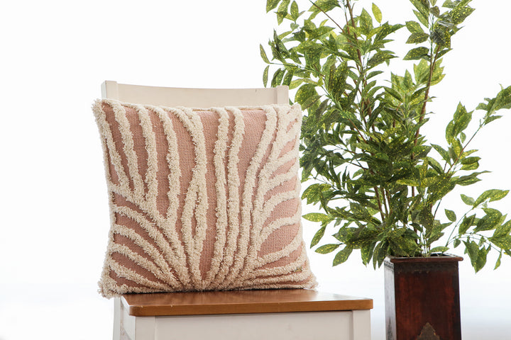 Leaf - Cotton Knitted Decorative Tufted Cushion Cover (Stone & Natural)