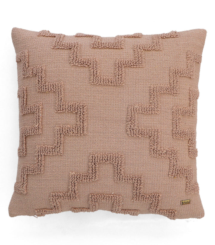 Fret Cotton Knitted Decorative Blush Pink Color 18 x 18 Inches Cushion Cover