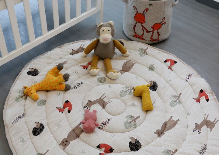 Walk in Jungle - French Beige Knitted Quilted Playmat for Babies