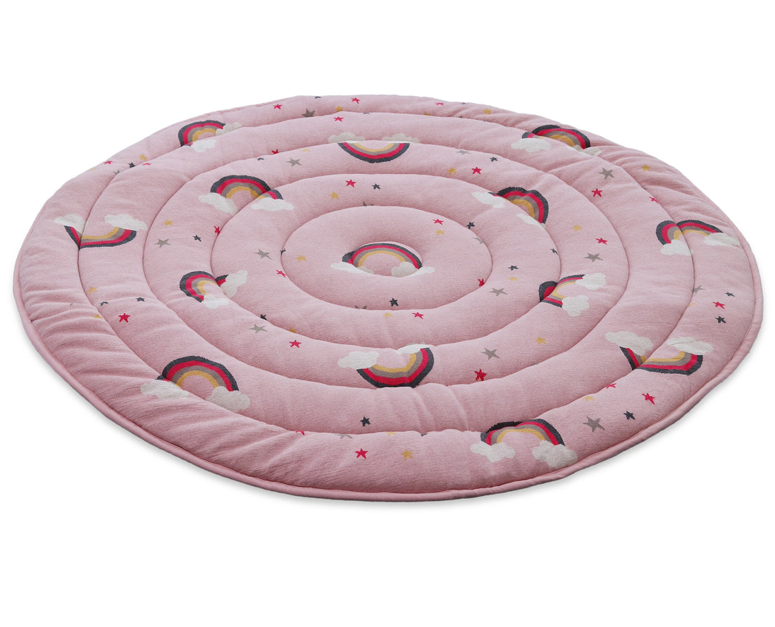 Rainbow - Bubblegum Pink Knitted Quilted Playmat for Babies