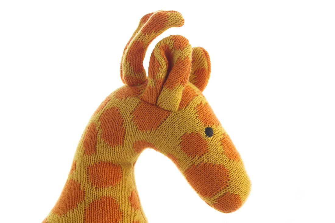 Giraffe - Yellow & Orange 100% Cotton Knitted Stuffed Soft Toy for Babies / Kids