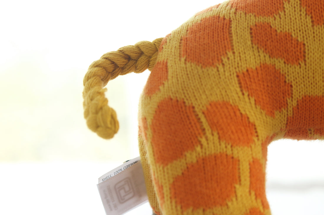 Giraffe - Yellow & Orange 100% Cotton Knitted Stuffed Soft Toy for Babies / Kids