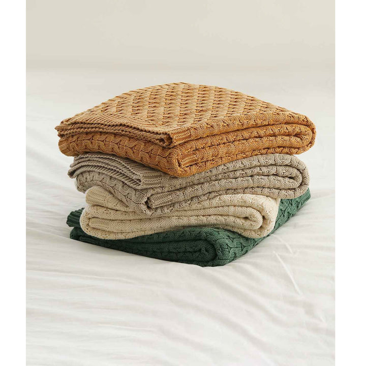 Kelly Knit Cotton Knitted All Season AC Throw Blanket