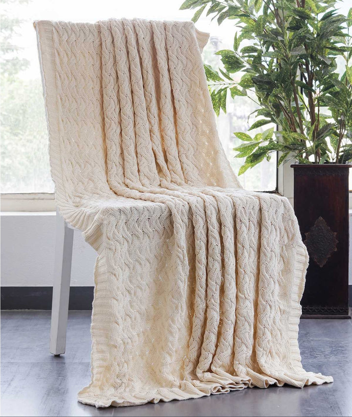 Criss Cross 100% Cotton Knitted All Season AC Throw Blanket