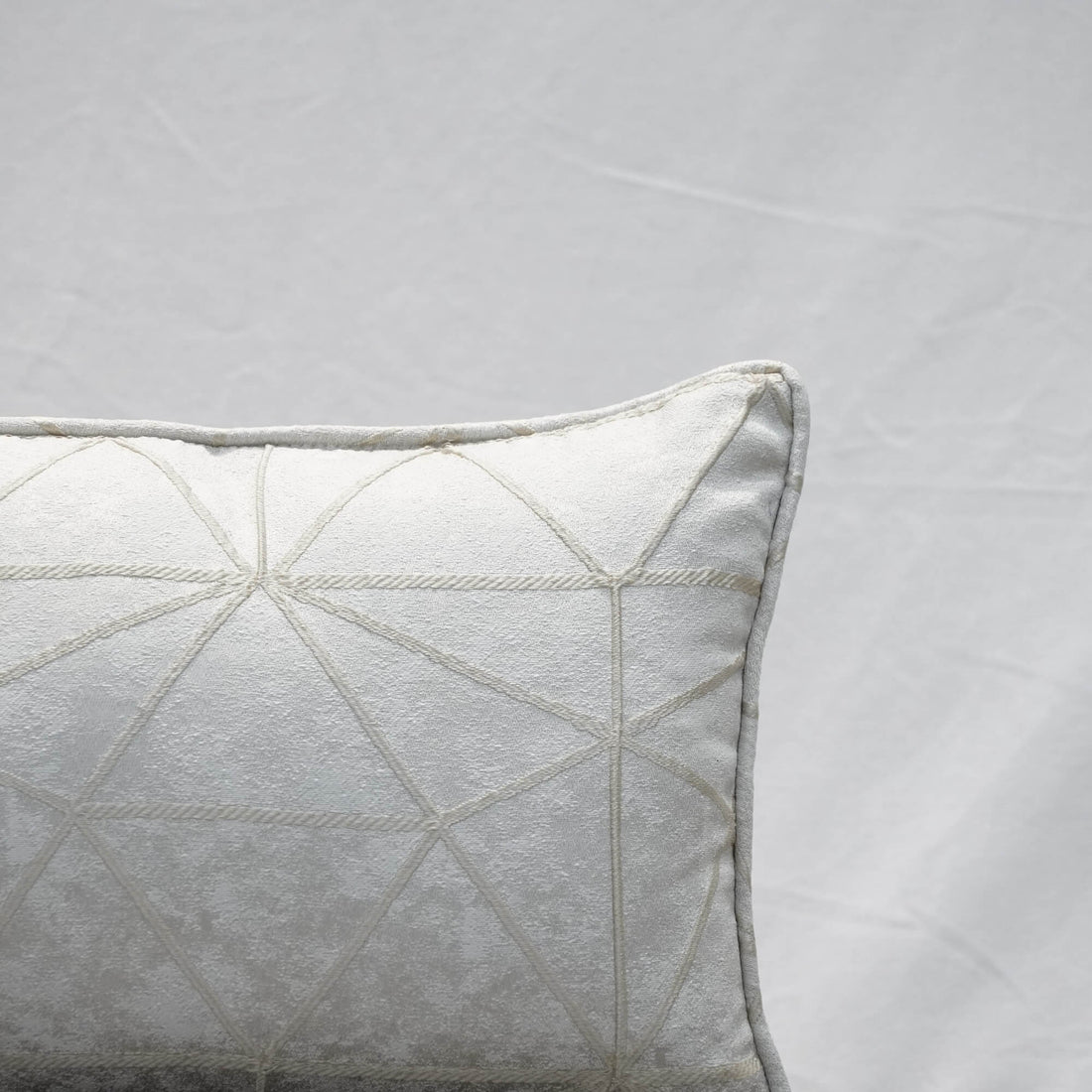 Rectangular Ivory Geometric Print Cushion Cover