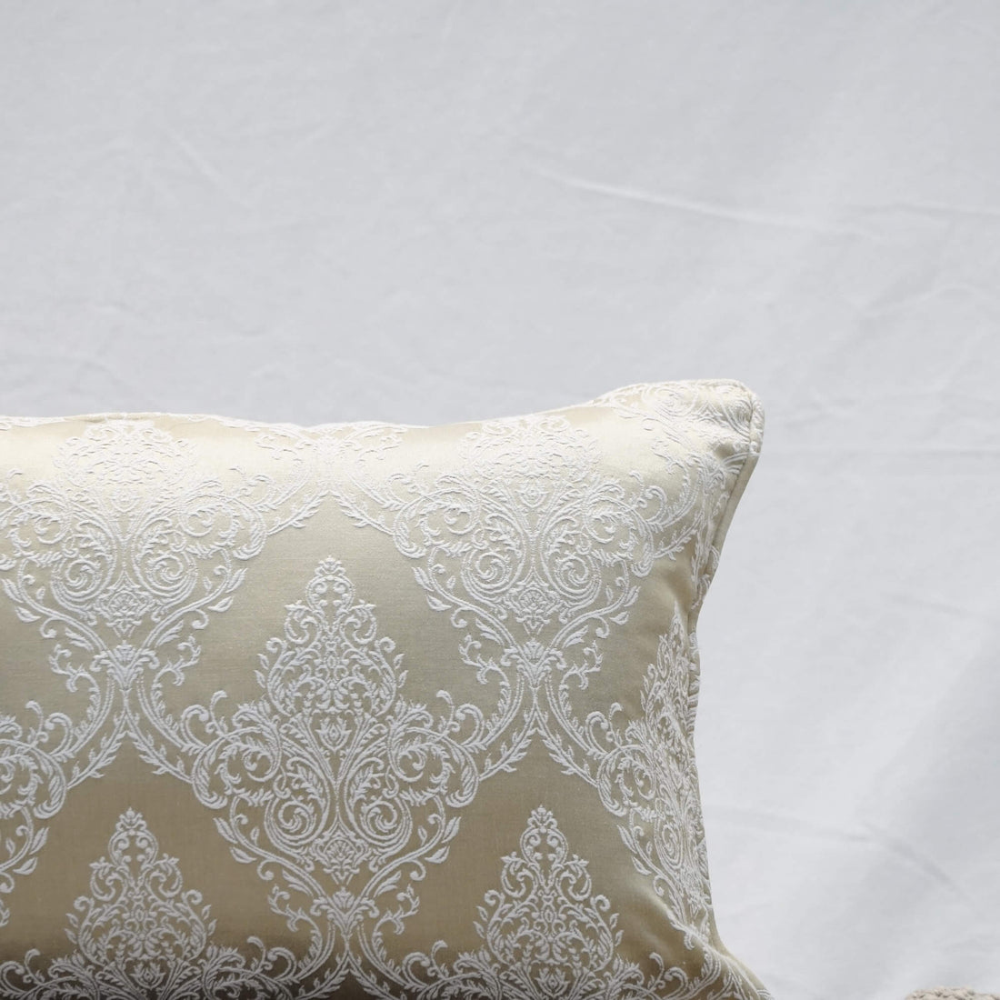 Rectangular Beige White Paisley Cushion Cover