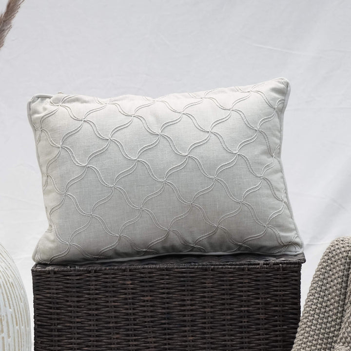 Rectangular Ivory Geometric Patterned Cushion Cover