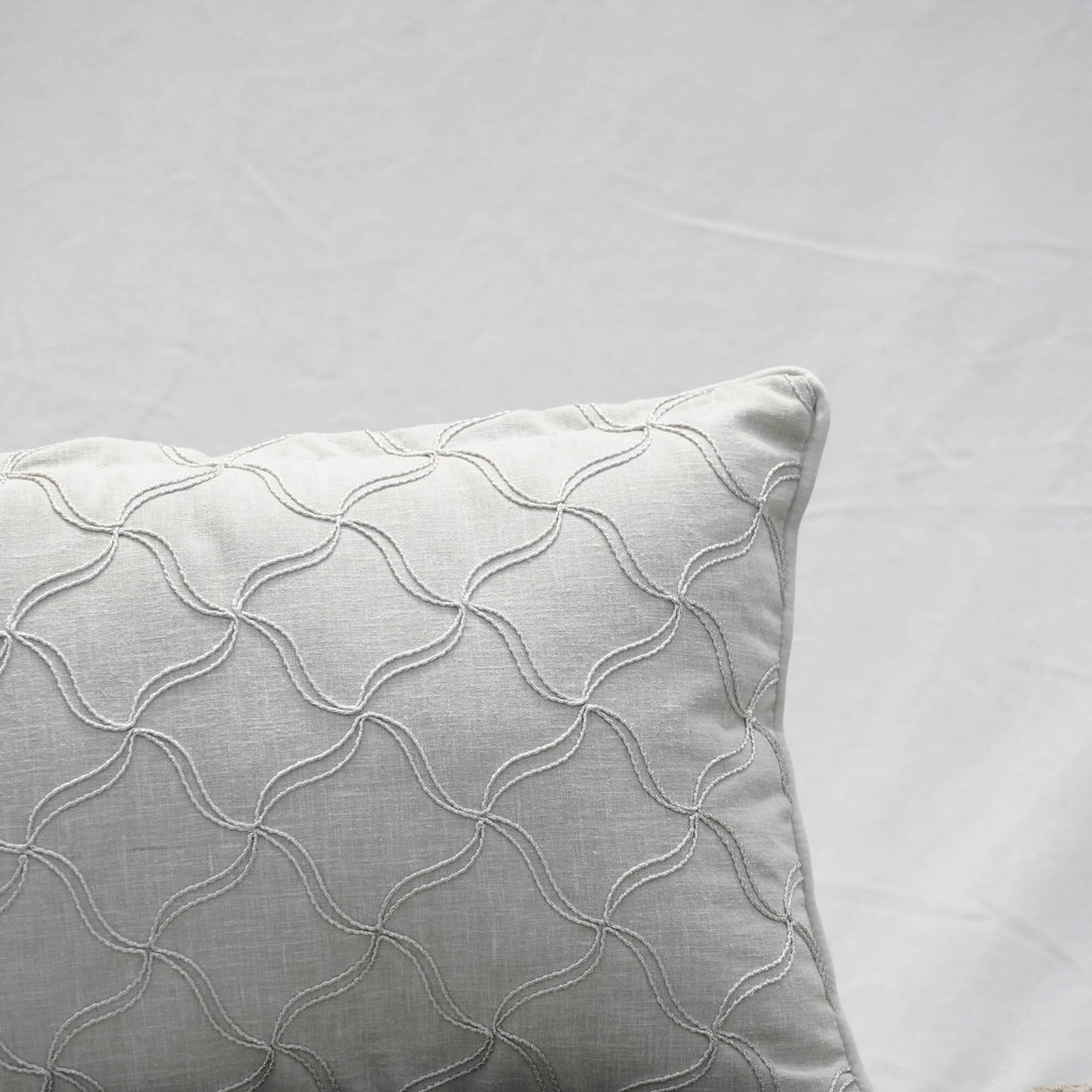 Rectangular Ivory Geometric Patterned Cushion Cover