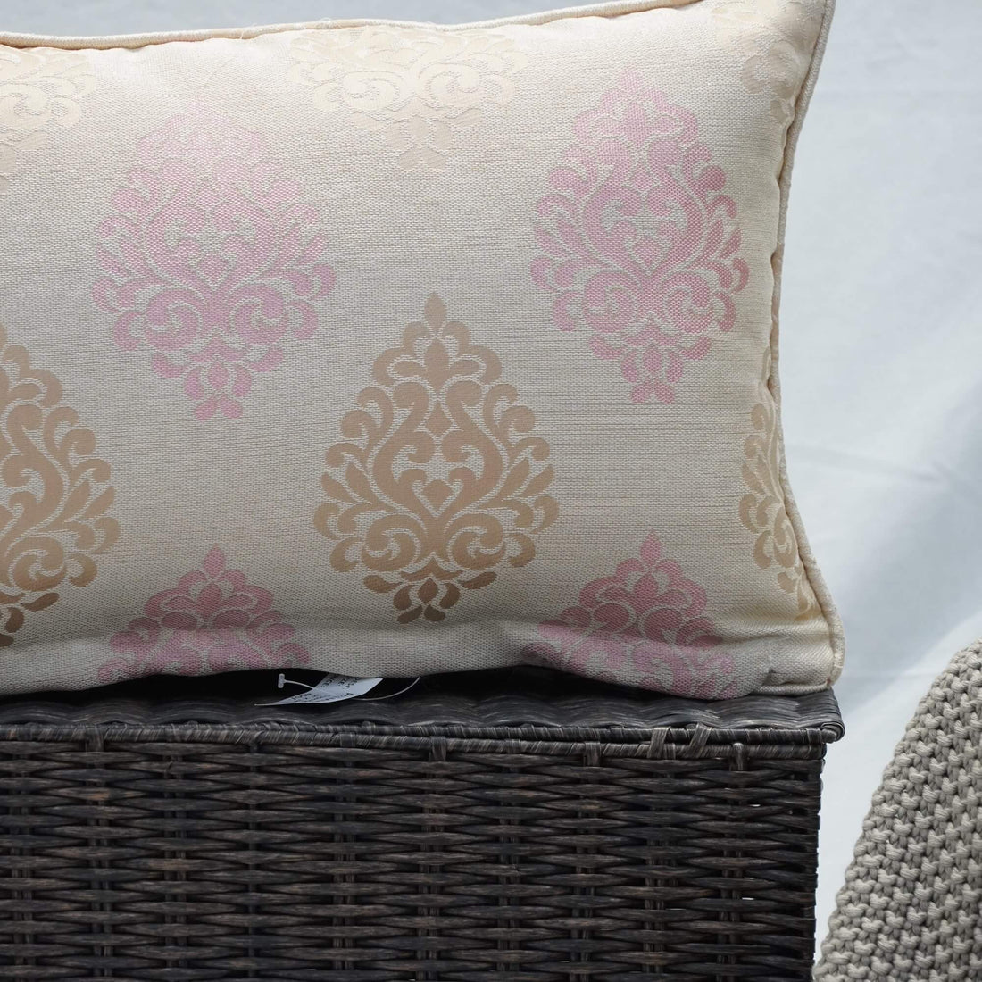 Rectangular pink beige paisley cushion cover