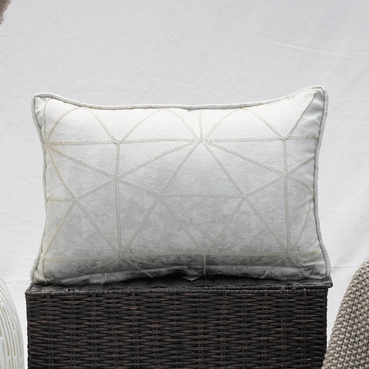 Rectangular Embroidered Grey White Cotton Cushion