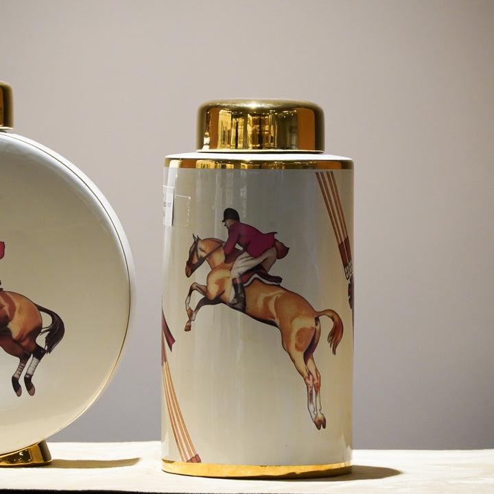 Fox Hunting Gold Lid White Canister