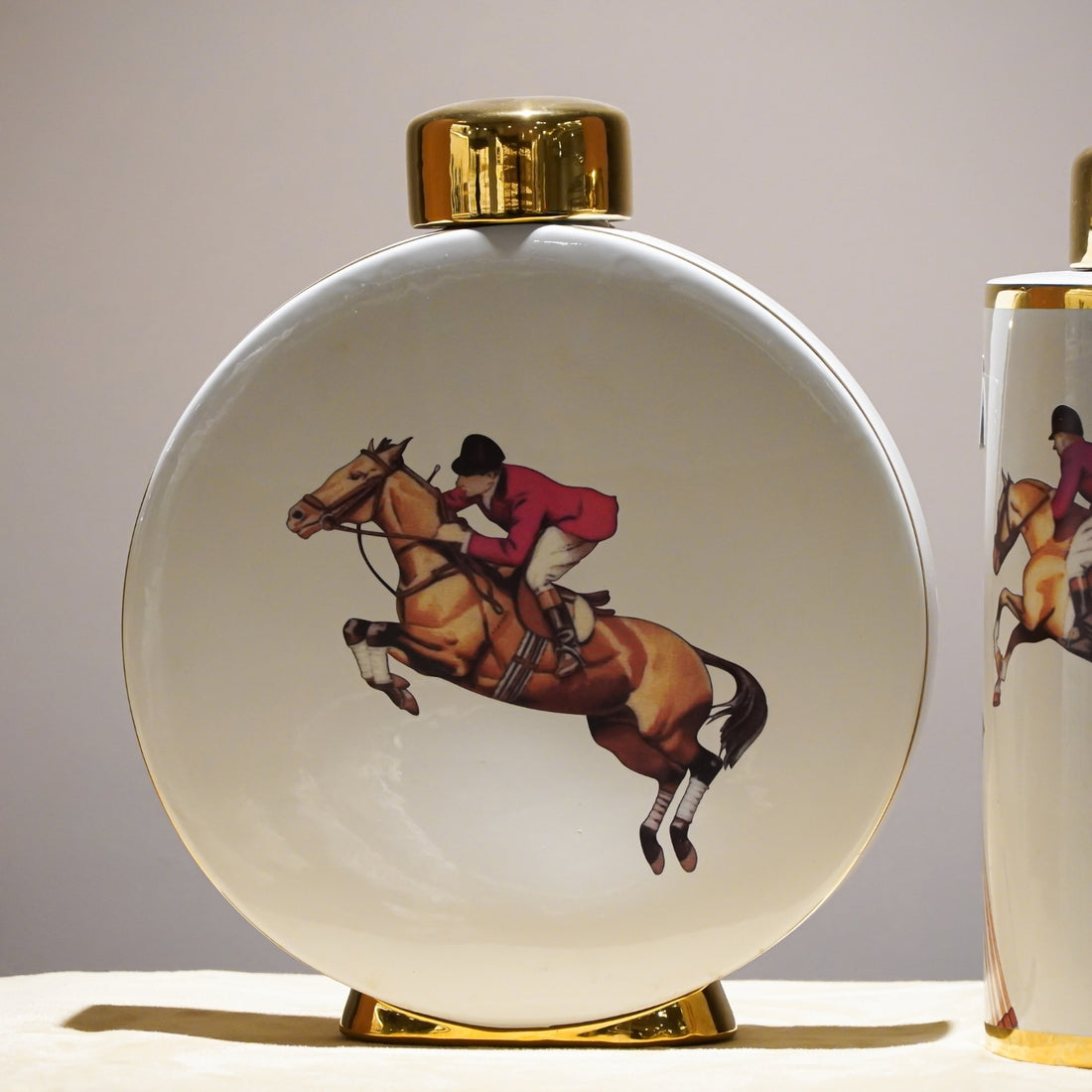 Fox Hunting Gold Lid White Canister