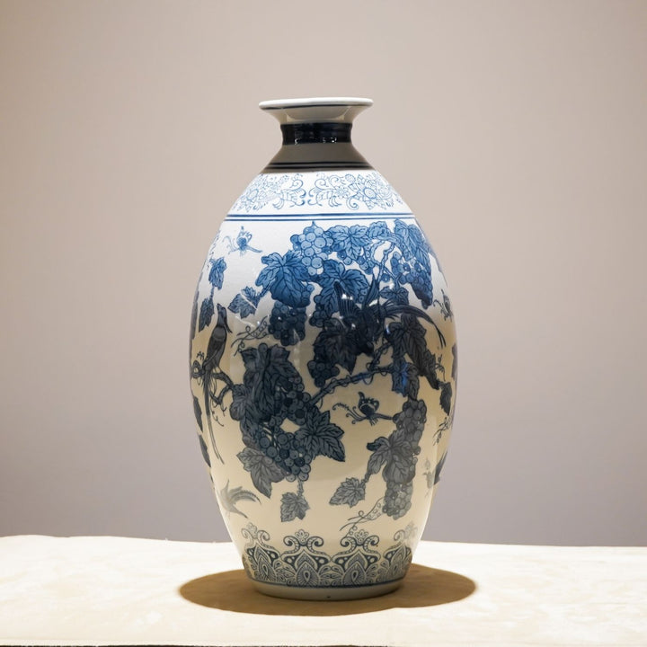 Blue And White Porcelain Bird Vase