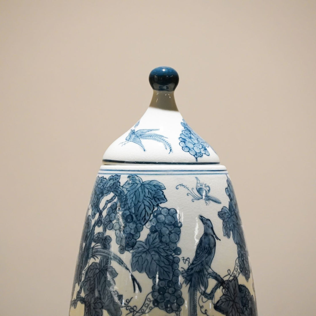 Blue And White Porcelain Bird Canister with Lid 2132-5