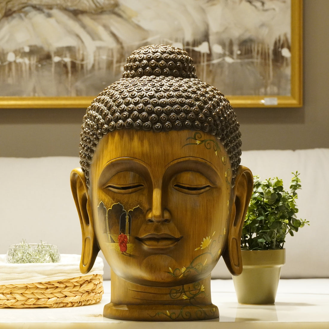 Natural Coloured Buddha Head