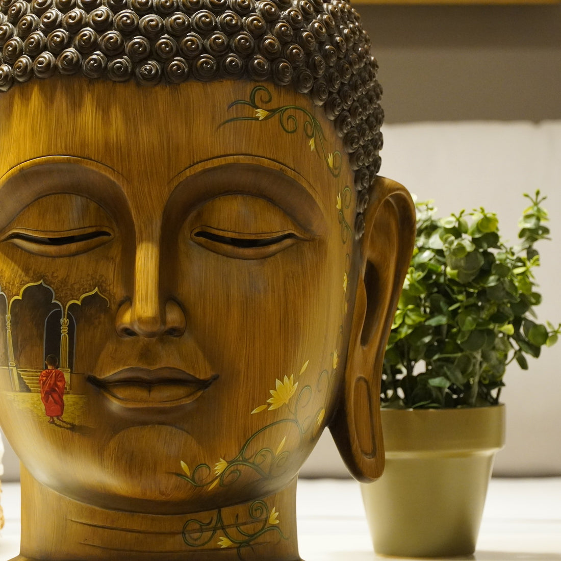 Natural Coloured Buddha Head