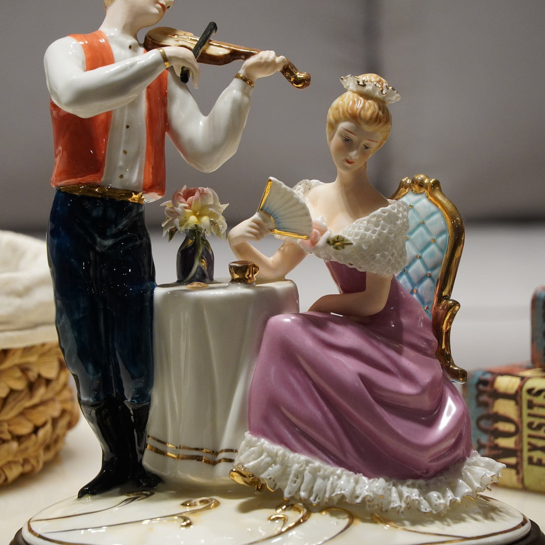 Victorian Couple Musical Instrument Figurines GQ7